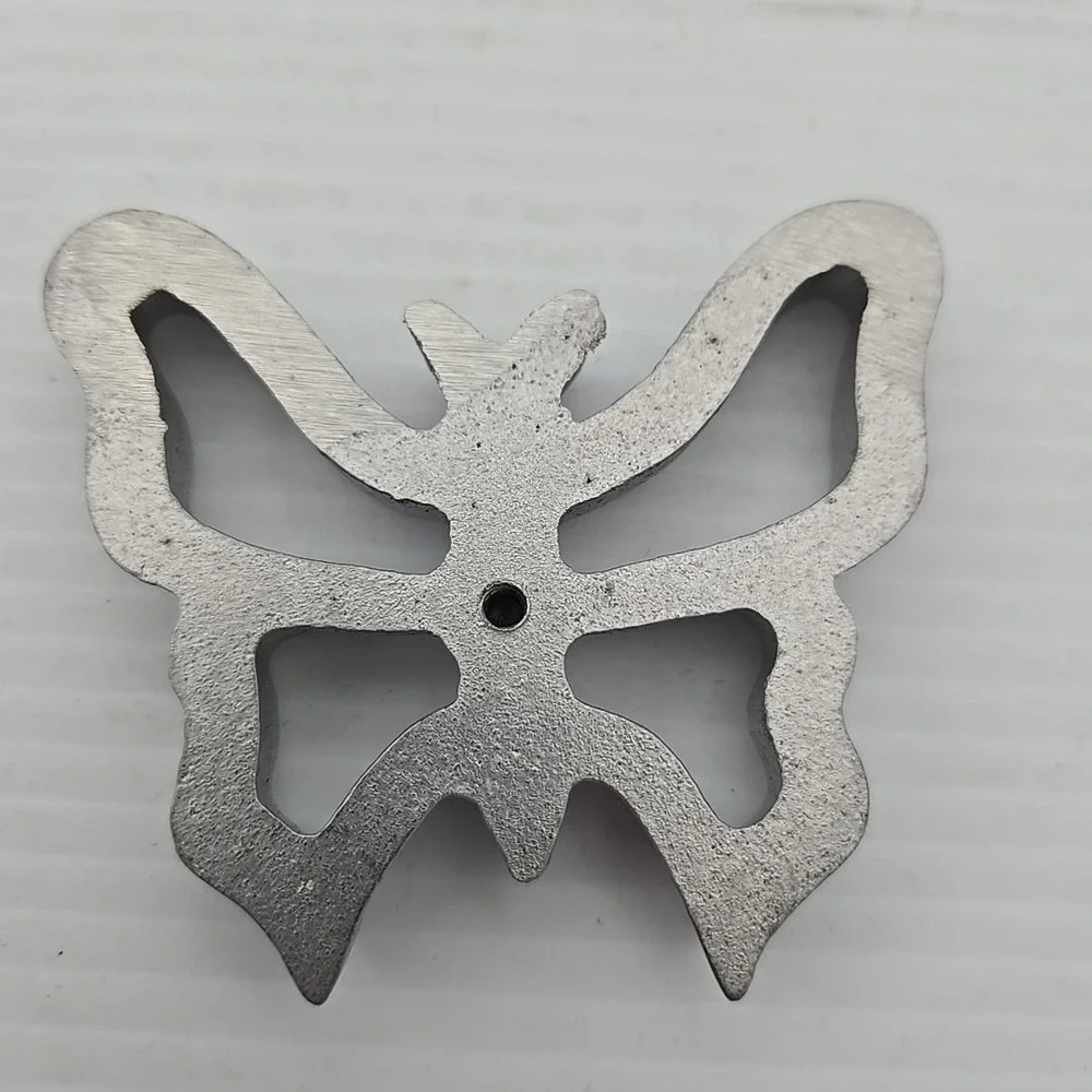 Vintage Rosette Iron Cookie Form Christmas Holiday Butterfly Silver Cast Metal